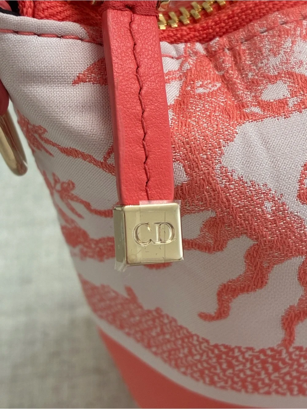 Dior Coral Toile Canvas Cosmetic Pouch/Bag